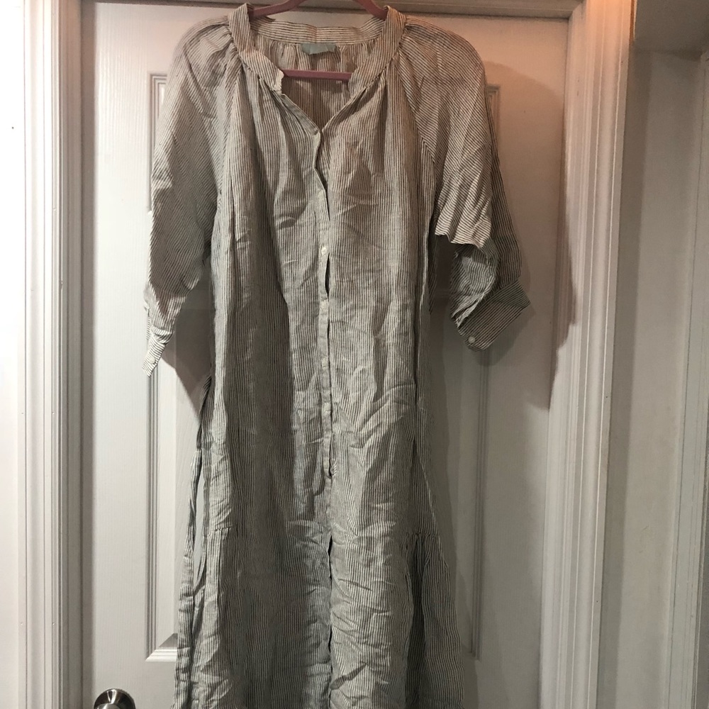 Casual summer long stripe dress. Tied back